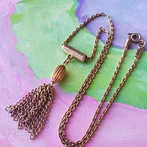 Vintage 60s Gold Tassel Necklace
